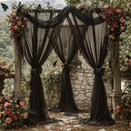 Wedding Arch Draping Fabric, 1 Panel 18FT Black Sheer Backdrop Curtain Chiffon Fabric Drapery Voile Scarf, alternate view 6