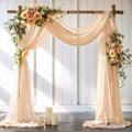 Wedding Arch Draping Fabric, 1 Panel 18FT Champagne Sheer Backdrop Curtain Chiffon Fabric Drapery Voile Scarf