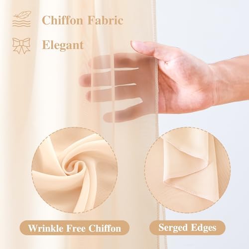 Wedding Arch Draping Fabric, 1 Panel 18FT Champagne Sheer Backdrop Curtain Chiffon Fabric Drapery Voile Scarf, alternate view