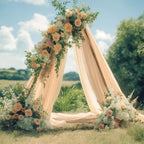 Wedding Arch Draping Fabric, 1 Panel 18FT Champagne Sheer Backdrop Curtain Chiffon Fabric Drapery Voile Scarf, alternate view