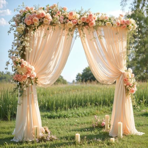Wedding Arch Draping Fabric, 1 Panel 18FT Champagne Sheer Backdrop Curtain Chiffon Fabric Drapery Voile Scarf, alternate view