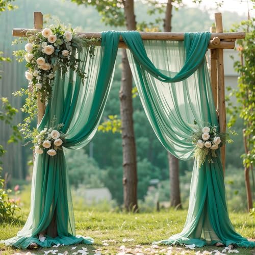 Wedding Arch Draping Fabric, 1 Panel 18FT Emerald Green Sheer Backdrop Curtain Chiffon Fabric Drapery Voile, alternate view 5