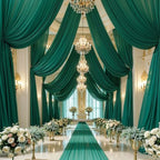Wedding Arch Draping Fabric, 1 Panel 18FT Emerald Green Sheer Backdrop Curtain Chiffon Fabric Drapery Voile, alternate view 6