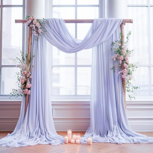 Wedding Arch Draping Fabric, 1 Panel 18FT Purple Sheer Backdrop Curtain Chiffon Fabric Drapery Voile Scarf