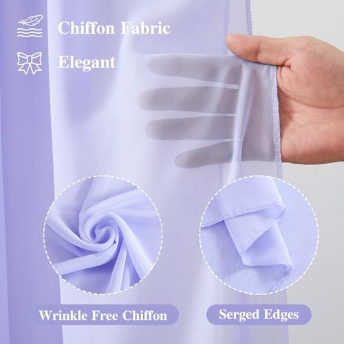 Wedding Arch Draping Fabric, 1 Panel 18FT Purple Sheer Backdrop Curtain Chiffon Fabric Drapery Voile Scarf, alternate view 2