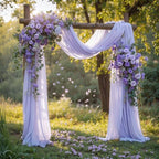 Wedding Arch Draping Fabric, 1 Panel 18FT Purple Sheer Backdrop Curtain Chiffon Fabric Drapery Voile Scarf, alternate view 3