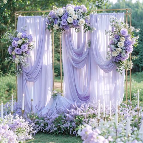 Wedding Arch Draping Fabric, 1 Panel 18FT Purple Sheer Backdrop Curtain Chiffon Fabric Drapery Voile Scarf, alternate view 5