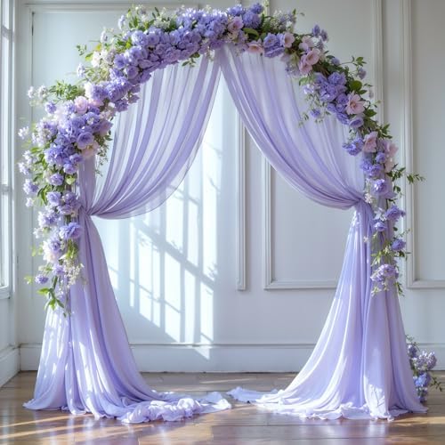 Wedding Arch Draping Fabric, 1 Panel 18FT Purple Sheer Backdrop Curtain Chiffon Fabric Drapery Voile Scarf, alternate view 6
