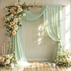 Wedding Arch Draping Fabric, 1 Panel 18FT Sage Green Sheer Backdrop Curtain Chiffon Fabric Drapery Voile Scarf