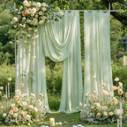 Wedding Arch Draping Fabric, 1 Panel 18FT Sage Green Sheer Backdrop Curtain Chiffon Fabric Drapery Voile Scarf, alternate