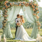 Wedding Arch Draping Fabric, 1 Panel 18FT Sage Green Sheer Backdrop Curtain Chiffon Fabric Drapery Voile Scarf, alternate