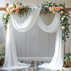 Wedding Arch Draping Fabric, 1 Panel 18FT White Sheer Backdrop Curtain Chiffon Fabric Drapery Voile Scarf