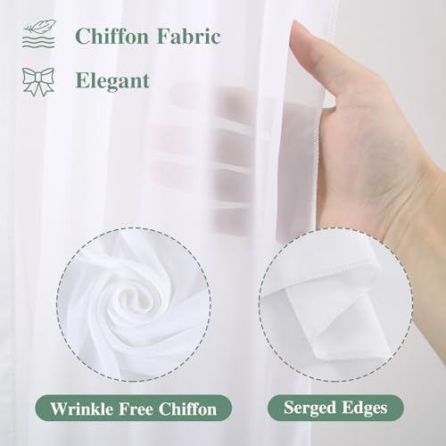 Wedding Arch Draping Fabric, 1 Panel 18FT White Sheer Backdrop Curtain Chiffon Fabric Drapery Voile Scarf, alternate view 2