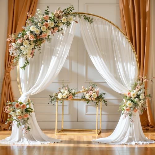 Wedding Arch Draping Fabric, 1 Panel 18FT White Sheer Backdrop Curtain Chiffon Fabric Drapery Voile Scarf, alternate view 5