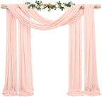 Wedding Arch Draping Fabric, 1 Panel 28" x 20ft Blush Pink Drapes for Ceremony, Chiffon Fabric Arbor Drapery