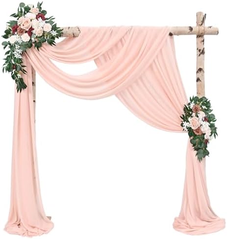 Wedding Arch Draping Fabric, 1 Panel 28" x 20ft Blush Pink Drapes for Ceremony, Chiffon Fabric Arbor Drapery, alternate view
