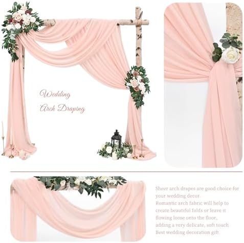 Wedding Arch Draping Fabric, 1 Panel 28" x 20ft Blush Pink Drapes for Ceremony, Chiffon Fabric Arbor Drapery, alternate view
