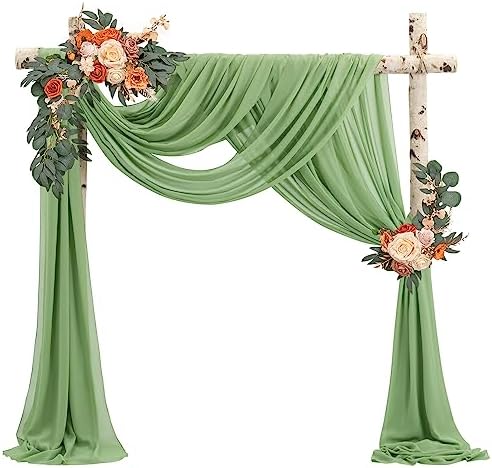 Wedding Arch Draping Fabric,1 Panel 28" x20ft Sage Green Wedding Arch Drapes for Ceremony Chiffon Fabric Drapes, alternate
