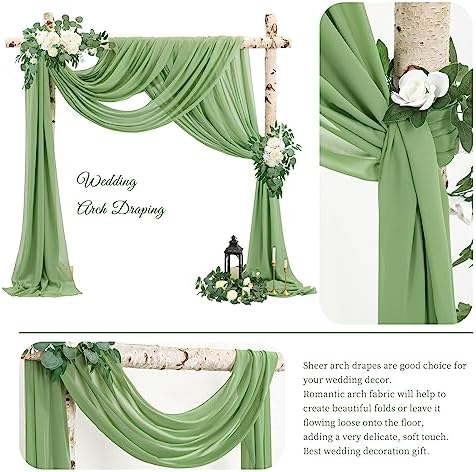 Wedding Arch Draping Fabric,1 Panel 28" x20ft Sage Green Wedding Arch Drapes for Ceremony Chiffon Fabric Drapes, alternate