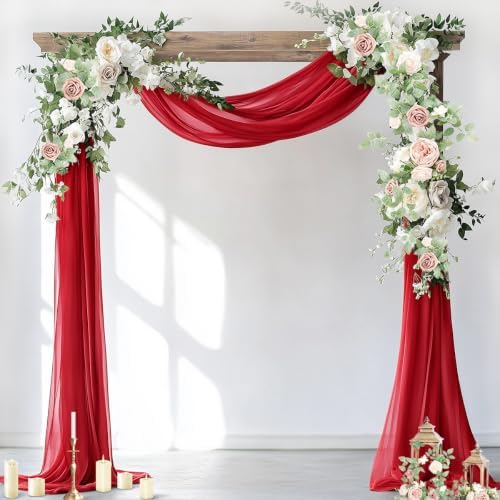 Wedding Arch Draping Fabric 1 Panel 29" x 19Ft Sheer Chiffon Curtain Drapes 6 Yards for Wedding Ceremony