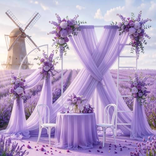 Wedding Arch Draping Fabric, 1 Panel 30" x 20Ft Lavender Sheer Curtain Drapes Extra Wide & Long Backdrop, alternate view 5