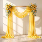 Wedding Arch Draping Fabric, 1 Panel 30" x 20Ft Yellow Sheer Curtain Drapes Extra Wide & Long Backdrop Curtains