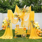 Wedding Arch Draping Fabric, 1 Panel 30" x 20Ft Yellow Sheer Curtain Drapes Extra Wide & Long Backdrop Curtains, alternate