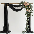 Wedding Arch Draping Fabric 1 Panel Black Sheer Backdrop Drapes in Black