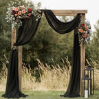 Wedding Arch Draping Fabric 1 Panel Black Sheer Backdrop Drapes in Black, alternate view 2