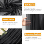 Wedding Arch Draping Fabric 1 Panel Black Sheer Backdrop Drapes in Black, alternate view 3