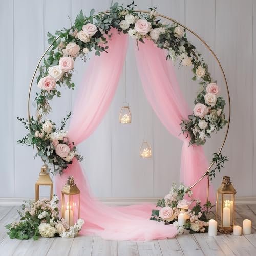 Wedding Arch Draping Fabric 1 Panel Blush Pink Sheer Backdrop Drape in Blush Pink, alternate view 5