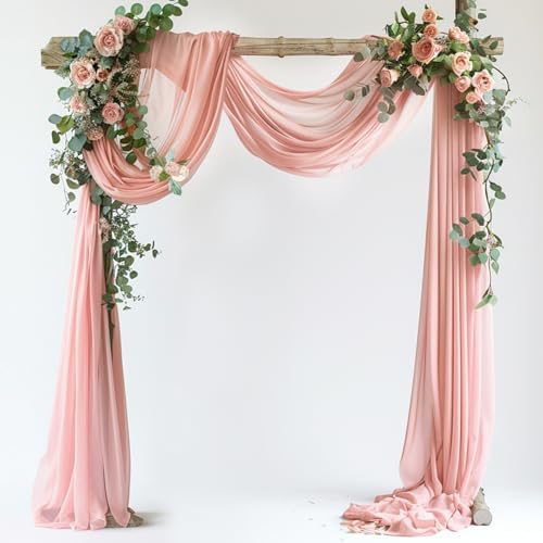 Wedding Arch Draping Fabric 1 Panel Blush Sheer Backdrop Drapes in Blush