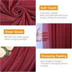 Wedding Arch Draping Fabric 1 Panel Burgundy Sheer Backdrop Drapes in Burgundy, alternate view 3