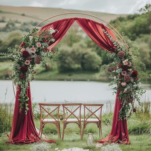 Wedding Arch Draping Fabric 1 Panel Burgundy Sheer Backdrop Drapes in Burgundy, alternate view 5