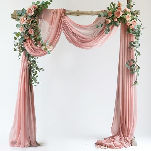 Wedding Arch Draping Fabric 1 Panel Dusty Rose Sheer Backdrop Drapes in Dusty Rose