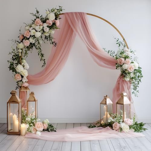 Wedding Arch Draping Fabric 1 Panel Dusty Rose Sheer Backdrop Drapes in Dusty Rose, alternate view 5