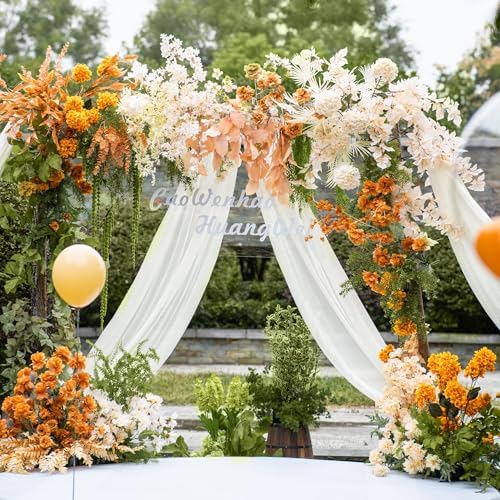Wedding Arch Draping Fabric 1 Panel Ivory Sheer Backdrop Drapes in Ivory, alternate view 2
