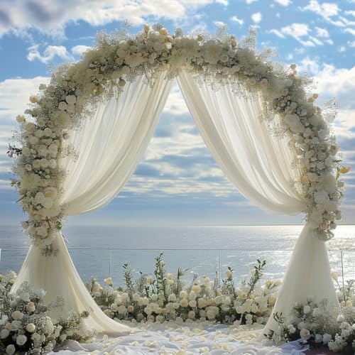 Wedding Arch Draping Fabric 1 Panel Ivory Sheer Backdrop Drapes in Ivory, alternate view 4