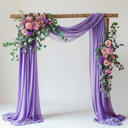Wedding Arch Draping Fabric 1 Panel Lavender Purple Sheer Backdrop in Lavender Purple