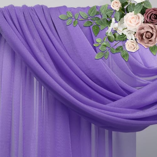 Wedding Arch Draping Fabric 1 Panel Lavender Purple Sheer Backdrop in Lavender Purple, alternate view 4