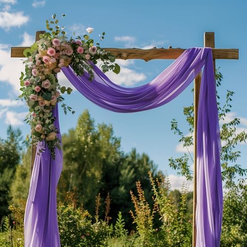 Wedding Arch Draping Fabric 1 Panel Lavender Purple Sheer Backdrop in Lavender Purple, alternate view 5