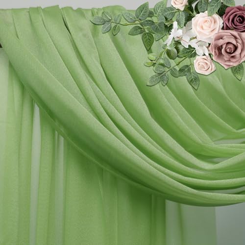 Wedding Arch Draping Fabric 1 Panel Sage Green Sheer Backdrop Drapes in Sage Green, alternate view 4