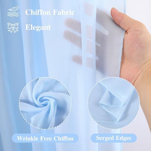 Wedding Arch Draping Fabric, 2 Panels 18FT Baby Blue Sheer Backdrop Curtain Chiffon Fabric Drapery Voile Scarf, alternate