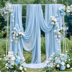 Wedding Arch Draping Fabric, 2 Panels 18FT Baby Blue Sheer Backdrop Curtain Chiffon Fabric Drapery Voile Scarf, alternate