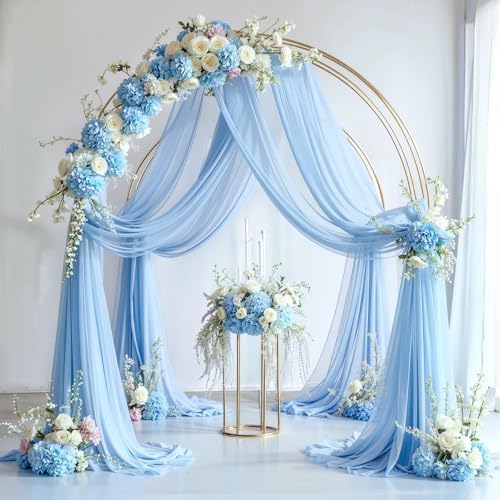 Wedding Arch Draping Fabric, 2 Panels 18FT Baby Blue Sheer Backdrop Curtain Chiffon Fabric Drapery Voile Scarf, alternate