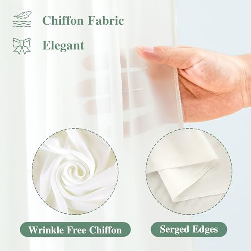 Wedding Arch Draping Fabric, 2 Panels 18FT Beige Sheer Backdrop Curtain Chiffon Fabric Drapery Voile Scarf, alternate view 2