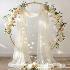 Wedding Arch Draping Fabric, 2 Panels 18FT Beige Sheer Backdrop Curtain Chiffon Fabric Drapery Voile Scarf, alternate view 6