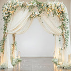 Wedding Arch Draping Fabric, 2 Panels 18FT Beige Sheer Backdrop Curtain Chiffon Fabric Drapery Voile Scarf, alternate view 7