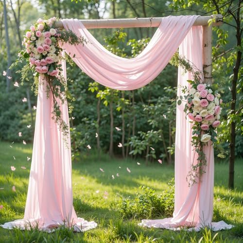 Wedding Arch Draping Fabric 2 Panels 18Ft Blush Chiffon Fabric Drapes Arbor Drapery for Wedding Ceremony