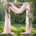 Wedding Arch Draping Fabric 2 Panels 18Ft Blush Chiffon Fabric Drapes Arbor Drapery for Wedding Ceremony